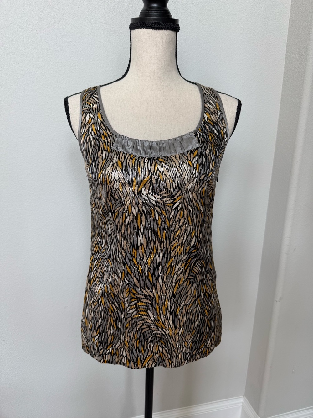 Tory Burch Shimmering Silk Blend Sleeveless Blouse